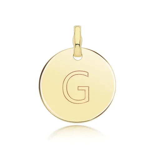 9ct Yellow Gold Round Plain Initial Pendant 14.3mm G